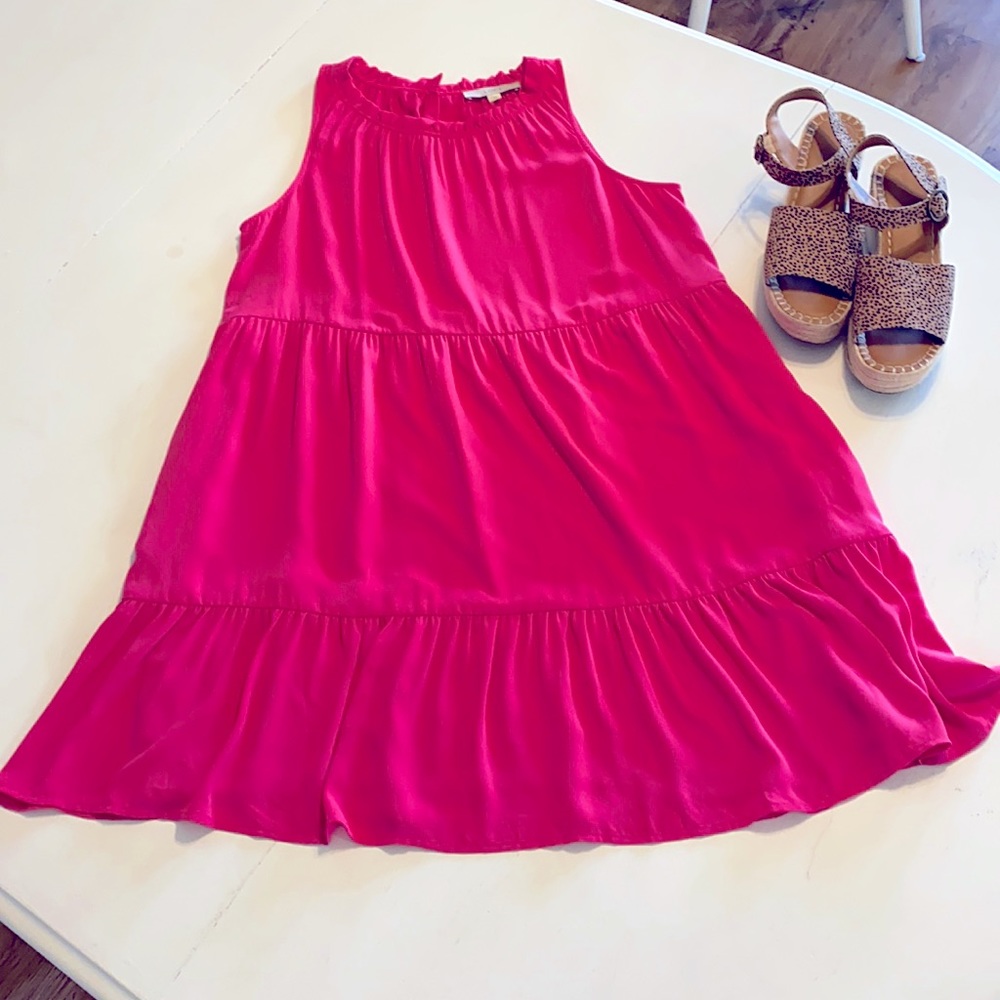 Loft Hot Pink Ruffle Dress